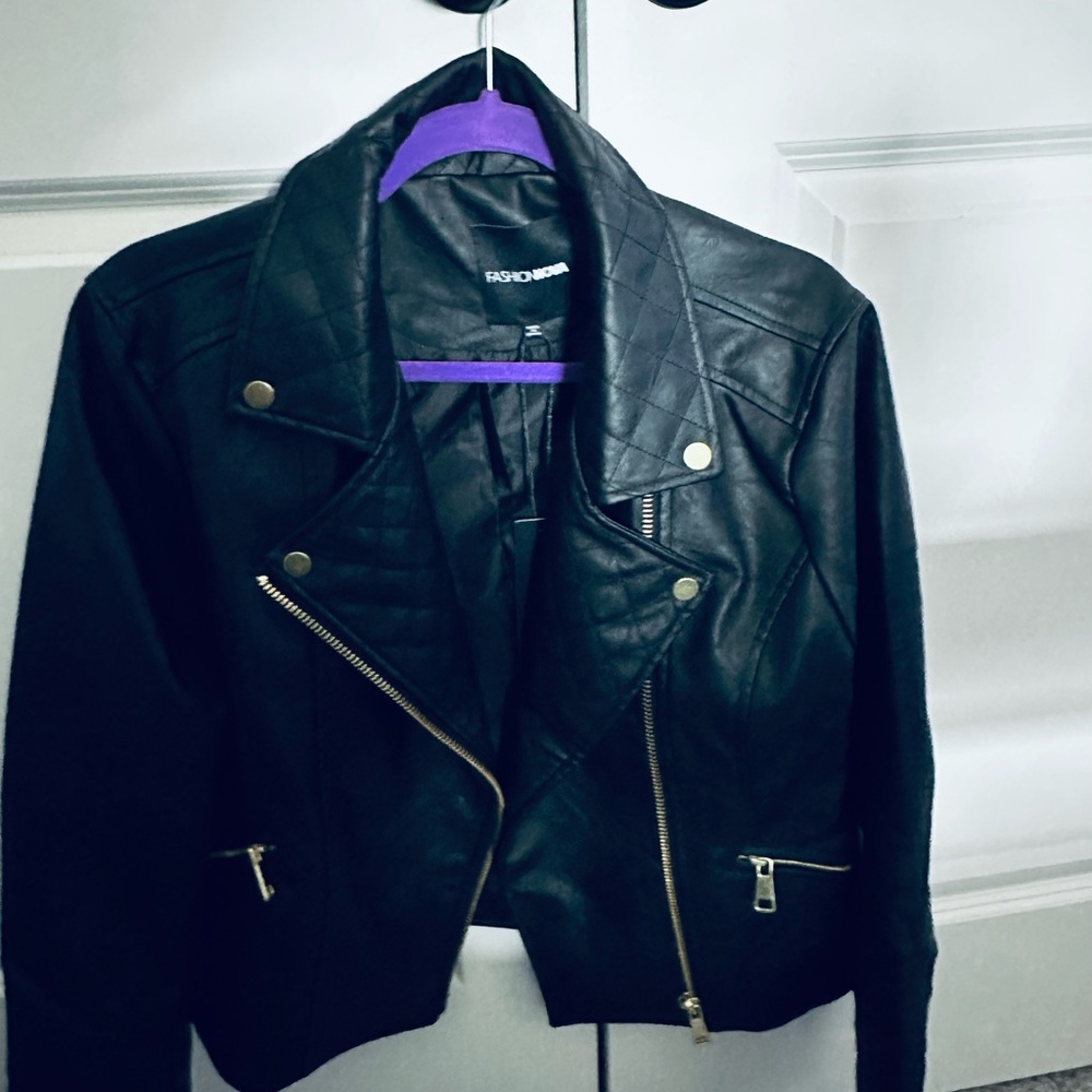 Fashion Nova Quilted Black Leather Jacket